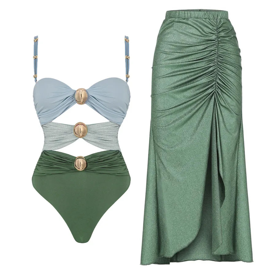 Solana Swimsuit & Coverup Green