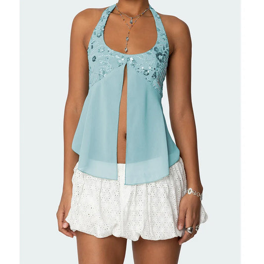 Daisy Split Halter Top